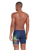 Zoggs - Mens Power Surge Mid Swim Jammer - Navy/Multi - Model Back