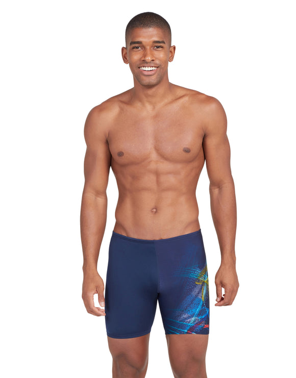 Zoggs - Mens Power Surge Mid Swim Jammer - Navy/Multi - Model Front