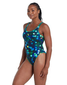 Zoggs - Purity Masterback Swimsuit - Blue/Green - Model Front/Side