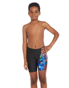 Zoggs - Boys Reflection Volt Swim Jammer - Black/Multi - Model Front