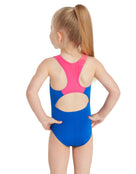 Zoggs - Tots Girls Sea Horse Actionback Swimsuit - Blue/Pink - Model Back