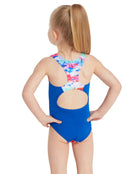 Zoggs - Tots Girls Sea Wash Actionback Swimsuit - Blue/Multi - Model Back