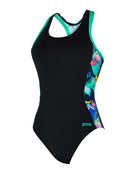Zoggs - Womens Seaway Atomback Swimsuit - Black/Aqua Blues - Product Front