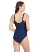 Zoggs - Womens Sumatra Adjustable Scoopback Swimsuit - Magenta/Orange - Model Back