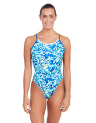 Zoggs - Womens Suns Catter Starback Swimsuit - Blue - Model Front with Pose