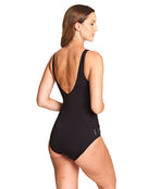 Zoggs - Sunset Palms Wrap Front Swimsuit - Black - Model Back