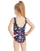 Zoggs - Tots Girls Holly Day Scoopback Swimsuit - Navy/Multi - Model Back
