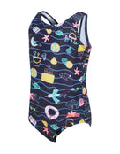 Zoggs - Tots Girls Holly Day Scoopback Swimsuit - Navy/Multi - Product Front