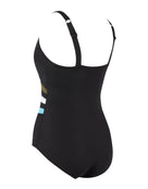 Zoggs - Womens Wrap Panel Classicback Swimsuit - Khaki/White/Light Blue - Product Back