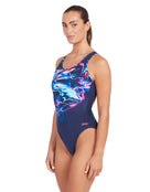 Zoggs - Womens Liquidity Actionback Swimsuit - Navy/Blue - Model Front/Side