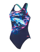 Zoggs - Womens Liquidity Actionback Swimsuit - Navy/Blue - Product Front