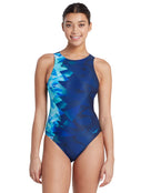 Zoggs-womens-swimsuit-462316-Hi-front-Aqua-Digital_front-model