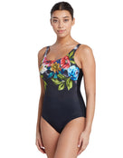 Cassia Adjustable Scoopback Swimsuit - Black/Multi