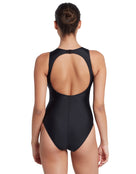 Shimmer High Front Swimsuit - Black/White-model-back