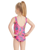Zoggs - Tots Girls Merry Maiden Scoopback Swimsuit - Pink/Multi - Model Back