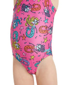Zoggs - Tots Girls Merry Maiden Scoopback Swimsuit - Pink/Multi - Model Front Close Up