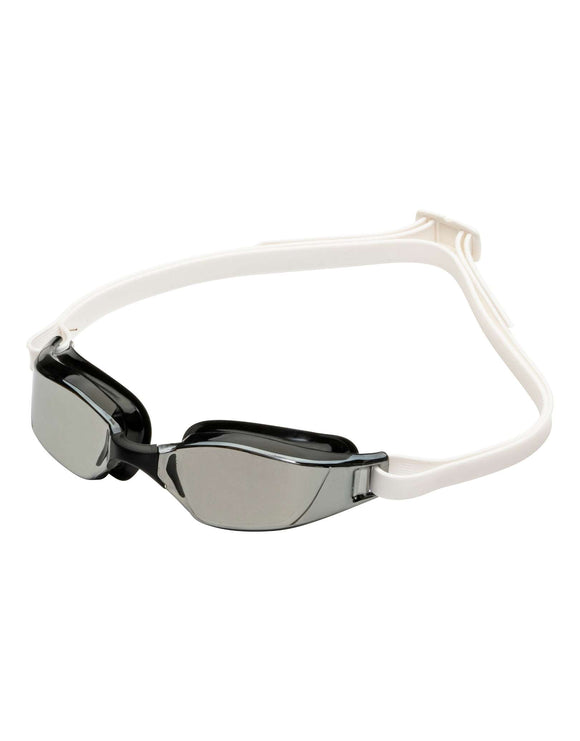 Aqua Sphere Xceed Titanium Swimming Goggle - Front/Side - Black/White/Mirrored Lens