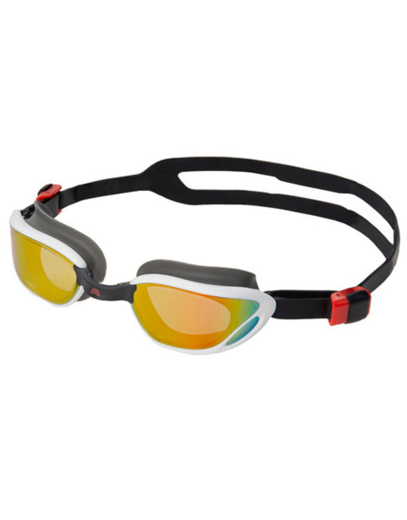 Aquarapid - Pro Rush Mirrored Swim Goggles - Front - Black/White - Goggle Design/Look - Gold Mirrored Lenses