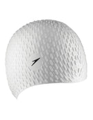 Speedo - Unisex Bubble Swimming Cap - White - Side Logo