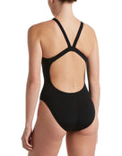 Nike - Womens Hydrastrong Solid Fastback Swimsuit Black - Model Back