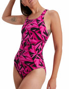 Speedo - Womens Hyperboom Allover Medalist Swimsuit - Pink - Front/Side Pose
