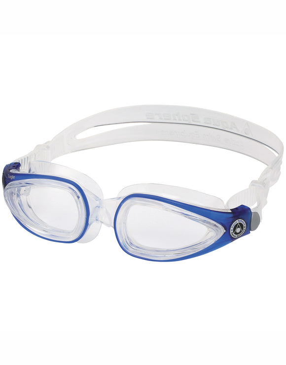 Aqua Sphere - Eagle Optical Swimming Goggles - Deep Blues/Clear Lens - Front/Side - Transparent Lenses