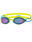 Zoggs - Podium Titanium Mirror Swim Goggle - Blue/Lime/Mirror - Front/Yellow/Blue Mirrored Lenses
