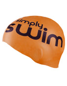 Simply Swim Silicone Swimming Cap - High Vis Orange - Left Side