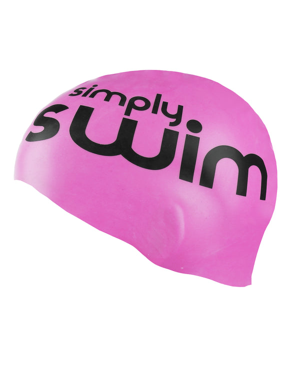 Simply Swim Silicone Swimming Cap - High Vis Pink - Left Side