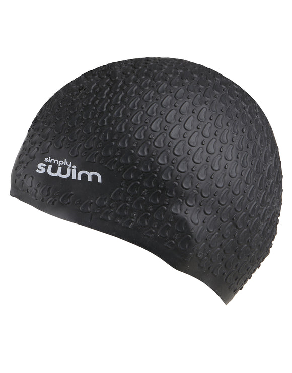 Simply Swim Silicone Bubble Swimming Cap - Black - Left Side
