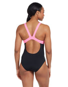 Zoggs Acid Wave Speedback Swimsuit - Black/Pink - Model Back / Swimsuit Back Design