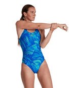 Speedo - Allover Powerback Swimsuit - Blue/Green - Model Front Pose