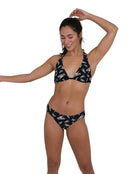 Allover Triangle Tieback 2 Piece Swimsuit - Black/White
