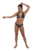 Allover Triangle Tieback 2 Piece Swimsuit - Black/White