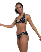 Allover Triangle Tieback 2 Piece Swimsuit - Black/White