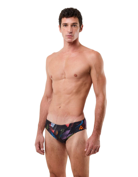 Aqua Sphere - Essential 8cm Swim Brief - Multicolour/Navy - Model Front - Brief Front Design