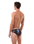 Aqua Sphere - Essential 8cm Swim Brief - Multicolour/Navy - Model Back/Brief Back Design