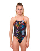 Aqua Sphere - Essential Tie Back Swimsuit - Multi/Navy - Model Front/Swimsuit Front Design