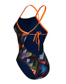 Aqua Sphere - Essential Tie Back Swimsuit - Multi/Navy - Product Back Close 