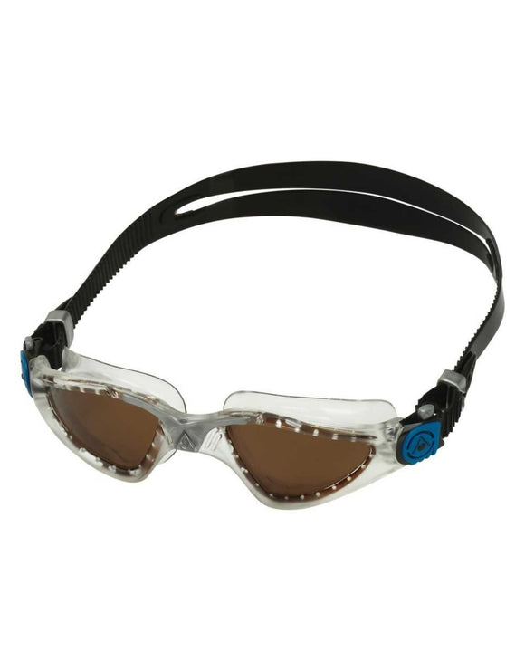Aqua Sphere Kayenne Swim Goggles - Silver/Blue/Polarised Lens - Front/Left Side