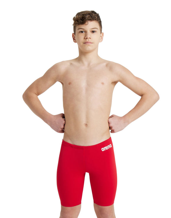 Arena - Boys Team Solid Swim Jammer - Red/White - Model Front Pose