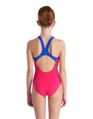 Arena - Girls Big Logo Swim Pro Back Swimsuit - Rose/Blue - Back