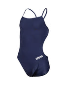 Arena - Girls Team Challenge Solid Swimsuit - Navy/White - Product Only Front/Side Design