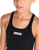 Arena - Girls Team Swim Pro Solid Swimsuit - Black/White - Model Front Design
