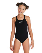 Arena - Girls Team Swim Pro Solid Swimsuit - Black/White - Model Front