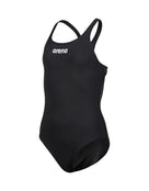 Arena - Girls Team Swim Pro Solid Swimsuit - Black/White - Product Only Front/Side