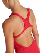 Arena - Girls Team Swim Pro Solid Swimsuit - Red/White - Swimsuit Back Design