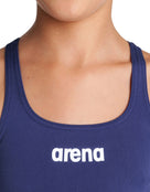 Arena - Girls Team Swim Pro Solid Swimsuit - Navy/White - Front Close Up