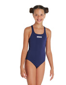 Arena - Girls Team Swim Pro Solid Swimsuit - Navy/White - Front