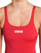 Arena - Team Swim Pro Solid Swimsuit - Red/White - Logo Close
